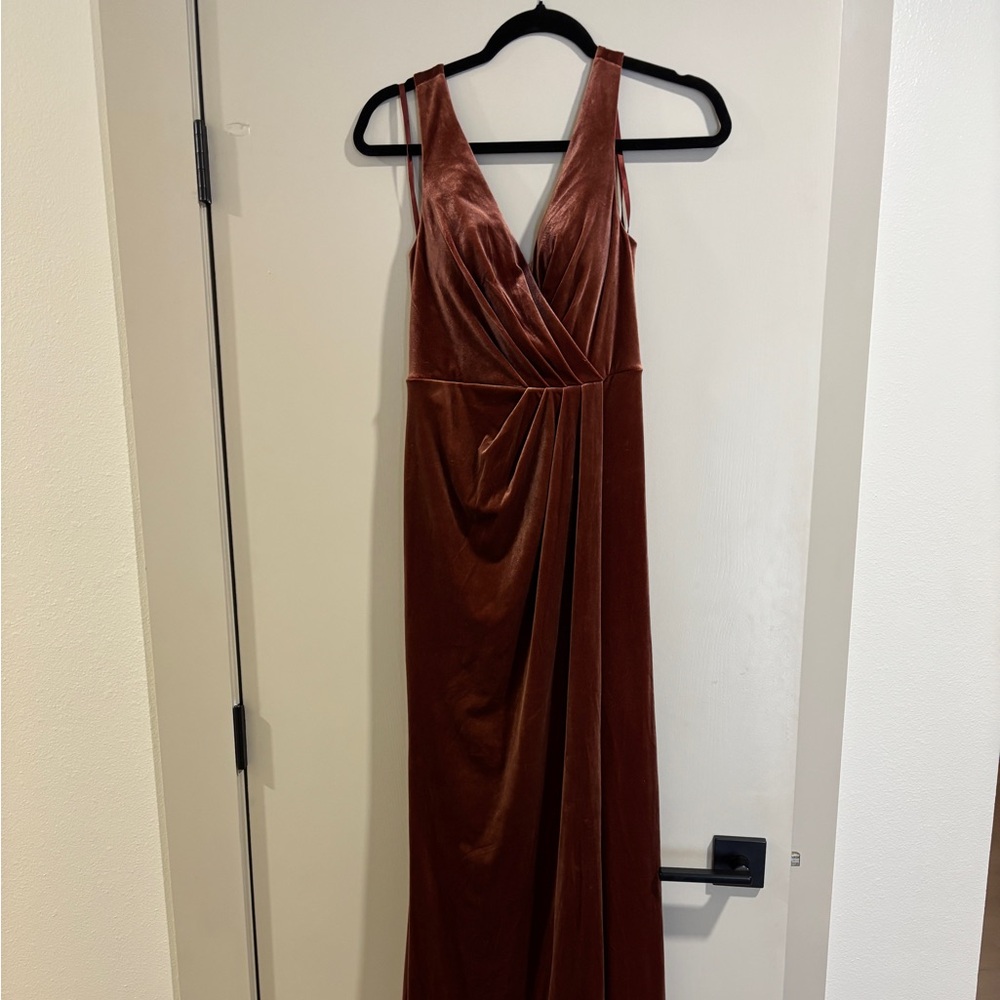 Revelry Blair Terracotta Velvet Bridesmaid Dress Size 0 Not Altered Like New